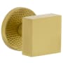Viaggio Circolo Hammered Solid Brass Passage Door Knob Set with Quadrato Brass Knob and Hammered Rosette - 2-3/8" Backset Satin Brass