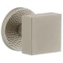 Viaggio Circolo Hammered Solid Brass Passage Door Knob Set with Quadrato Brass Knob and Hammered Rosette - 2-3/8" Backset Satin Nickel