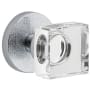 Viaggio Motivo Solid Brass Passage Door Knob Set with Quadrato Crystal Knob and Circolo Linen Rosette - 2-3/8" Backset Bright Chrome
