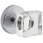 Viaggio Motivo Solid Brass Passage Door Knob Set with Quadrato Crystal Knob and Circolo Leather Rosette - 2-3/8" Backset Bright Chrome