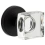 Viaggio Motivo Solid Brass Passage Door Knob Set with Quadrato Crystal Knob and Circolo Leather Rosette - 2-3/8" Backset Satin Black