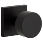 Viaggio Motivo Solid Brass Passage Door Knob Set with Circolo Brass Knob and Quadrato Linen Backplate - 2-3/8" Backset Satin Black