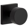 Viaggio Motivo Solid Brass Passage Door Knob Set with Circolo Brass Knob and Quadrato Leather Backplate - 2-3/8" Backset Satin Black