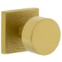 Viaggio Motivo Solid Brass Passage Door Knob Set with Circolo Brass Knob and Quadrato Leather Backplate - 2-3/8" Backset Satin Brass