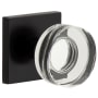 Viaggio Quadrato Solid Brass Passage Door Knob Set with Circolo Crystal Knob and Quadrato Backplate - 2-3/8" Backset Satin Black