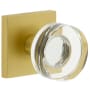 Viaggio Quadrato Solid Brass Passage Door Knob Set with Circolo Crystal Knob and Quadrato Backplate - 2-3/8" Backset Satin Brass
