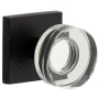 Viaggio Motivo Solid Brass Passage Door Knob Set with Circolo Crystal Knob and Quadrato Linen Backplate - 2-3/8" Backset Satin Black