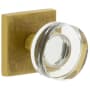 Viaggio Motivo Solid Brass Passage Door Knob Set with Circolo Crystal Knob and Quadrato Linen Backplate - 2-3/8" Backset Satin Brass