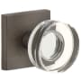 Viaggio Motivo Solid Brass Passage Door Knob Set with Circolo Crystal Knob and Quadrato Linen Backplate - 2-3/8" Backset Titanium Gray