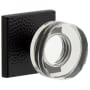 Viaggio Quadrato Hammered Solid Brass Passage Door Knob Set with Circolo Crystal Knob and Quadrato Hammered Backplate - 2-3/8" Backset Satin Black