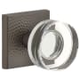 Viaggio Quadrato Hammered Solid Brass Passage Door Knob Set with Circolo Crystal Knob and Quadrato Hammered Backplate - 2-3/8" Backset Titanium Gray