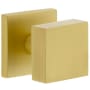 Viaggio Quadrato Solid Brass Passage Door Knob Set with Linen Backplate - 2-3/8" Backset Satin Brass