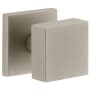 Viaggio Quadrato Solid Brass Passage Door Knob Set with Linen Backplate - 2-3/8" Backset Satin Nickel
