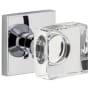 Viaggio Quadrato Solid Brass Passage Door Knob Set with Crystal Knob and Linen Backplate - 2-3/8" Backset Bright Chrome