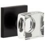 Viaggio Quadrato Solid Brass Passage Door Knob Set with Crystal Knob and Linen Backplate - 2-3/8" Backset Satin Black