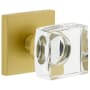 Viaggio Quadrato Solid Brass Passage Door Knob Set with Crystal Knob and Linen Backplate - 2-3/8" Backset Satin Brass