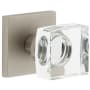 Viaggio Quadrato Solid Brass Passage Door Knob Set with Crystal Knob and Linen Backplate - 2-3/8" Backset Satin Nickel