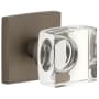 Viaggio Quadrato Solid Brass Passage Door Knob Set with Crystal Knob and Linen Backplate - 2-3/8" Backset Titanium Gray