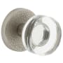 Viaggio Motivo Solid Brass Passage Door Knob Set with Circolo Crystal Knob and Leather Rosette - 2-3/4" Backset Satin Nickel