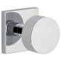 Viaggio Quadrato Solid Brass Passage Door Knob Set with Circolo Brass Knob and Quadrato Linen Backplate - 2-3/4" Backset Bright Chrome