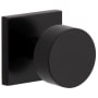 Viaggio Quadrato Solid Brass Passage Door Knob Set with Circolo Brass Knob and Quadrato Linen Backplate - 2-3/4" Backset Satin Black