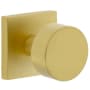 Viaggio Quadrato Solid Brass Passage Door Knob Set with Circolo Brass Knob and Quadrato Linen Backplate - 2-3/4" Backset Satin Brass