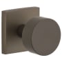 Viaggio Quadrato Solid Brass Passage Door Knob Set with Circolo Brass Knob and Quadrato Linen Backplate - 2-3/4" Backset Titanium Gray