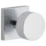 Viaggio Motivo Solid Brass Passage Door Knob Set with Circolo Brass Knob and Quadrato Leather Backplate - 2-3/4" Backset Bright Chrome