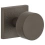 Viaggio Motivo Solid Brass Passage Door Knob Set with Circolo Brass Knob and Quadrato Leather Backplate - 2-3/4" Backset Titanium Gray