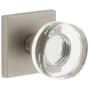 Viaggio Quadrato Solid Brass Passage Door Knob Set with Circolo Round Crystal Knob and Square Backplate - 2-3/4" Backset Satin Nickel