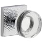 Viaggio Quadrato Hammered Solid Brass Passage Door Knob Set with Circolo Crystal Knob and Quadrato Hammered Backplate - 2-3/4" Backset Bright Chrome