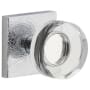 Viaggio Motivo Solid Brass Passage Door Knob Set with Circolo Crystal Knob and Quadrato Leather Backplate - 2-3/4" Backset Bright Chrome