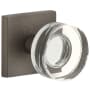 Viaggio Motivo Solid Brass Passage Door Knob Set with Circolo Crystal Knob and Quadrato Leather Backplate - 2-3/4" Backset Titanium Gray