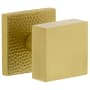 Viaggio Quadrato Hammered Solid Brass Passage Door Knob Set with Backplate - 2-3/4" Backset Satin Brass
