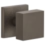 Viaggio Motivo Solid Brass Passage Door Knob Set with Quadrato Brass Knob and Leather Backplate - 2-3/4" Backset Titanium Gray