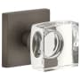 Viaggio Motivo Solid Brass Passage Door Knob Set with Quadrato Crystal Knob and Leather Backplate - 2-3/4" Backset Titanium Gray