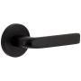 Viaggio Motivo Right Handed Solid Brass Passage Door Lever Set with Bella Lever and Circolo Linen Rosette - 2-3/8" Backset Satin Black
