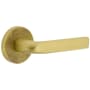 Viaggio Motivo Right Handed Solid Brass Passage Door Lever Set with Bella Lever and Circolo Linen Rosette - 2-3/8" Backset Satin Brass