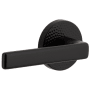 Viaggio Circolo Hammered Left Handed Solid Brass Passage Door Lever Set with Lusso Lever and Circolo Hammered Rosette - 2-3/8" Backset Satin Black