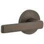 Viaggio Circolo Hammered Left Handed Solid Brass Passage Door Lever Set with Lusso Lever and Circolo Hammered Rosette - 2-3/8" Backset Titanium Gray