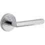 Viaggio Circolo Hammered Right Handed Solid Brass Passage Door Lever Set with Moderno Lever and Hammered Rosette - 2-3/8" Backset Bright Chrome