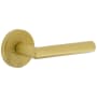 Viaggio Circolo Hammered Right Handed Solid Brass Passage Door Lever Set with Moderno Lever and Hammered Rosette - 2-3/8" Backset Satin Brass