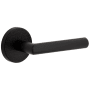 Viaggio Motivo Right Handed Solid Brass Passage Door Lever Set with Moderno Lever and Circolo Leather Rosette - 2-3/8" Backset Satin Black