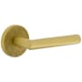 Viaggio Motivo Right Handed Solid Brass Passage Door Lever Set with Moderno Lever and Circolo Leather Rosette - 2-3/8" Backset Satin Brass