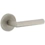 Viaggio Motivo Right Handed Solid Brass Passage Door Lever Set with Moderno Lever and Circolo Leather Rosette - 2-3/8" Backset Satin Nickel
