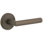 Viaggio Motivo Right Handed Solid Brass Passage Door Lever Set with Moderno Lever and Circolo Leather Rosette - 2-3/8" Backset Titanium Gray
