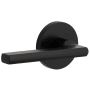 Viaggio Circolo Left Handed Solid Brass Passage Door Lever Set with Milano Lever and Circolo Rosette - 2-3/8" Backset Satin Black