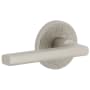 Viaggio Motivo Left Handed Solid Brass Passage Door Lever Set with Milano Lever and Circolo Leather Rosette - 2-3/8" Backset Satin Nickel