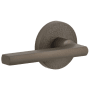 Viaggio Motivo Left Handed Solid Brass Passage Door Lever Set with Milano Lever and Circolo Leather Rosette - 2-3/8" Backset Titanium Gray