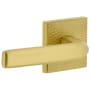 Viaggio Quadrato Hammered Left Handed Solid Brass Passage Door Lever Set with Bella Lever and Quadrato Hammered Backplate - 2-3/8" Backset Satin Brass